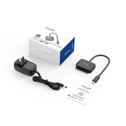 USB C To SATA External Drive Cable With UASP Fast 5Gbps For 2.5 And 3.5 Inch SSD HDD Supports SATA I II III Up To 20TB Power Adapter Included