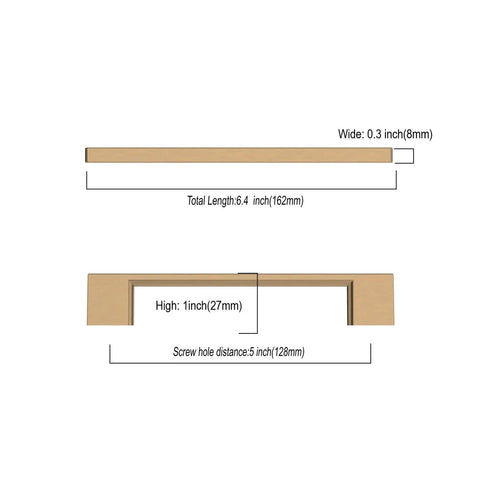 Diagram of 10 Pack 5 Inch Champagne Bronze Cabinet Handles For Cupboards And Drawers Kitchen Cabinet Hardware Pulls with dimensions