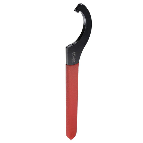 C Hook Spanner Wrench Collet Chuck For 55 To 62mm Round Nut With Red Non Slip Handle Heavy Duty Carbon Steel Black Oxidized Finish