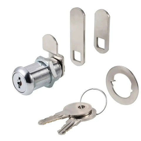 Keyed Alike Cabinet Cam Locks For Tool Boxes, RV Compartments, Mailboxes And Vending Machines, 1 1/8 Inch Cylinder, Chrome Finish