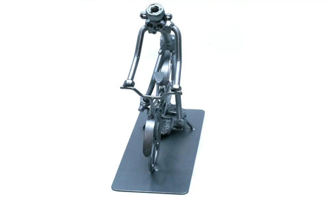 Handmade Metal Nut And Bolt Figurines For Desk Bicycle Ornament And Bike Themed Desktop Statue Unique Cool Gift For Dads