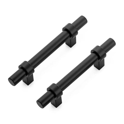 30 Pack Matte Black 5 Inch Cabinet Pulls With Square Base For Kitchen Cabinets And Cupboards, displayed side by side