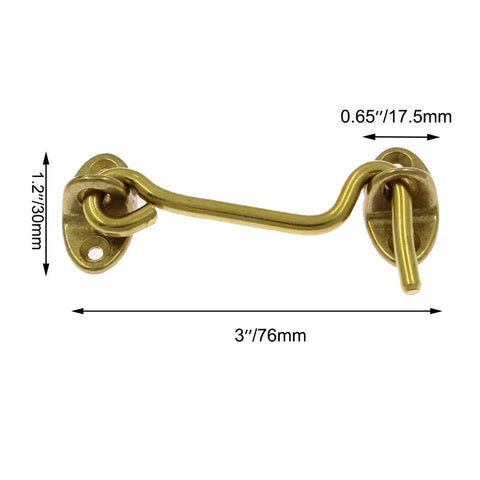 Solid Brass Barn Door Lock Set 3 Inch Privacy Hook And Eye Latch 2 Pack Gold Finish For Cabin Doors Bathrooms And Wooden Fences Easy Mount Hardware Included