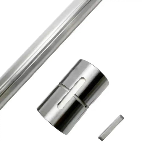 Ball Spline Nut LT 4 LT4UU High Precision Linear Motion Nut alongside a linear shaft, showcasing industrial-grade durability.