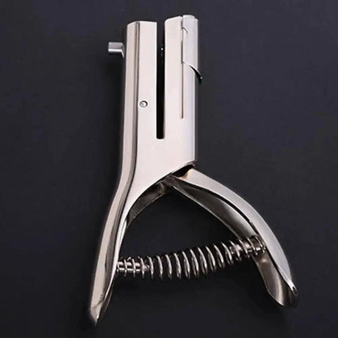 One Hole Metal Punch Tool For Crafts On The Go Circle Slot Handheld Punch for paper, wood, plastic bags, 3mm hole punch, chrome-plated.