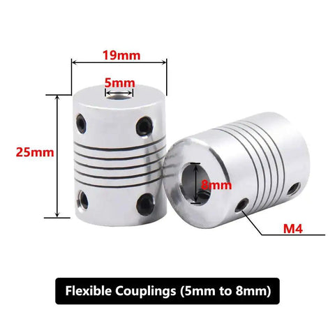 5mm To 8mm Flexible Couplings 5 Pack Aluminum Alloy Joint Connectors For NEMA 17 Stepper Motors RepRap 3D Printer And CNC Machines