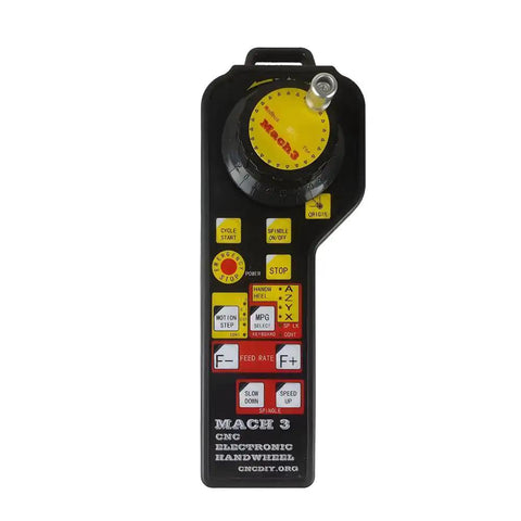 MPG Pendant CNC Controller For Mach3 With 4 Axis Handwheel And Emergency Stop MODBUS Protocol Manual Control, black front view