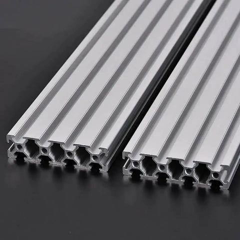 Two Pack 20 Series T Slot 2080 Aluminum Extrusion Profile 39.4 Inch European Standard Anodized Linear Rail For 3D Printers And CNC DIY Projects 1000 Millimeters Silver, shown with 20mm height and 80mm width.