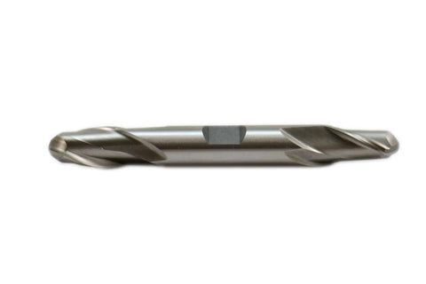 3/4 Inch HSS 2 Flute Ball Nose End Mill Double End For DIY CNC Machining, Regular Length Weldon Shank, Right Hand Cutting, Side View