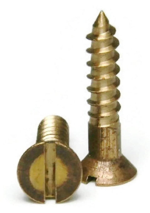 10-13 Wood Screws Slotted Flat Head Silver Tone Silicon Bronze 1-1/2 Inch Long Partially Threaded With Smooth Shoulder Countersunk Undercut Head Built Tough Rust And Corrosion Resistant Heavy Duty Wood Fasteners Pack Of 25