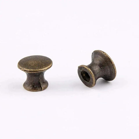 10 Pcs Vintage Bronze Drawer Pull Handles Zinc Alloy Mini Metal Knobs for Cabinets Doors Jewelry Boxes and Gift Cases Includes Three Size Screws