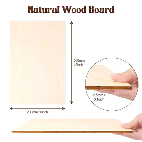 Basswood Sheets For Laser Cutting And Engraving, 12 X 8 Inches, 12 Pack Unfinished 2.5mm Wood, smooth surface view