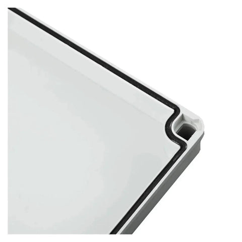 Close-up of the edge of an Outdoor ABS Plastic Waterproof Junction Box With Explosion Proof And Anti Corrosion Construction And Durable Rubber Seal