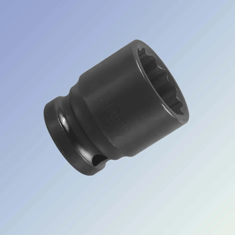 Half Inch Drive 24mm Impact Socket, 12 Point Metric, Shallow Design, CR-MO Steel, Pro Grade Tool for Heavy Duty Auto Repair