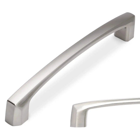 10 Pack 5 Inch Brushed Satin Nickel Cabinet Handles and Drawer Pulls Zinc Alloy, close-up view showcasing smooth brushed finish.