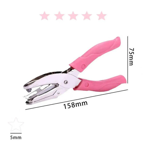 Two Pack Handheld Heart And Star Shape Hole Punches With Ergonomic Soft Grip, 5mm Star And 5.5mm Heart Puncher, pink handle