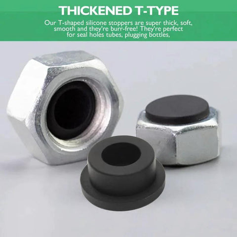 T Shaped Silicone Hole Plug 76.3 Mm 3 In Soft Flexible Rubber Stopper Tube End Cap Cover Black 2 Pack in metal fitting