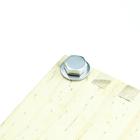 Installed Beefy Heavy Duty 3/8 By 1-1/4 Inch Lag Screws With Flat Washers In 304 Stainless Steel 18/8 For Decks And Wood Projects
