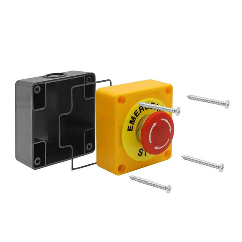 Emergency Stop Push Button Switch 660V 10A 2-Position DPST Momentary 1NO 1NC Red 40mm Mushroom Cap with mounting box