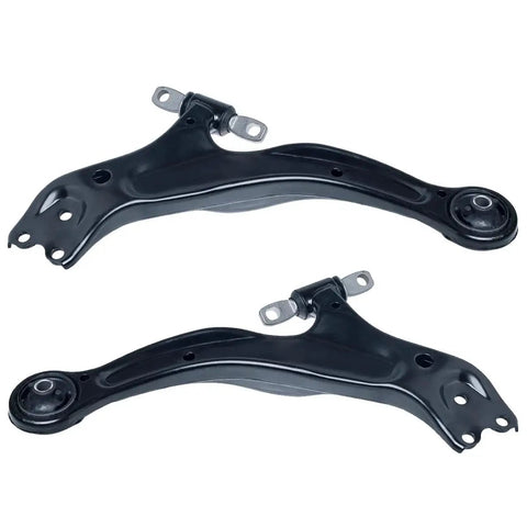 Pair of black front lower control arms with ball joints for 1998–2004 Avalon and 1998–2003 Sienna