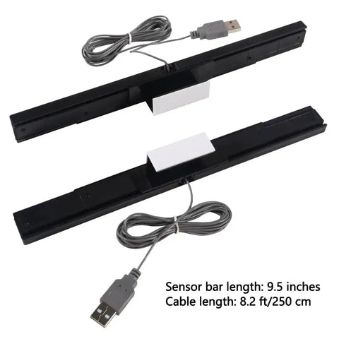 USB Wired Infrared Sensor Bar For Nintendo Wii And Wii U With Stand Black enhanced motion tracking and sync cable 8.2 ft