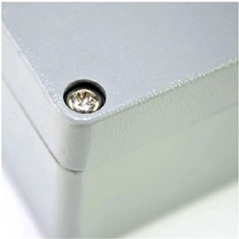 Close-up of IP66 Waterproof Cast Aluminum Junction Box corner with screw detail for outdoor electronic projects