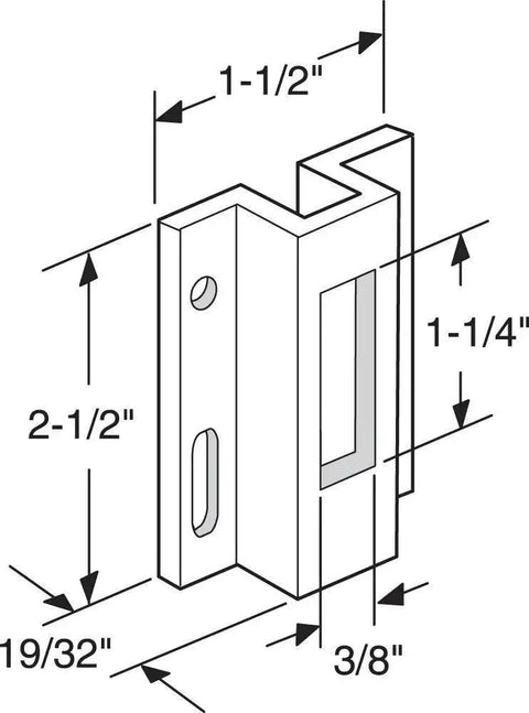 Extruded Aluminum Sliding Door Keeper For Hook Style Latch White Surface Mount Design Replacement Part For Viking Micron 1200 Series Doors Single Pack Durable Corrosion Resistant Hardware