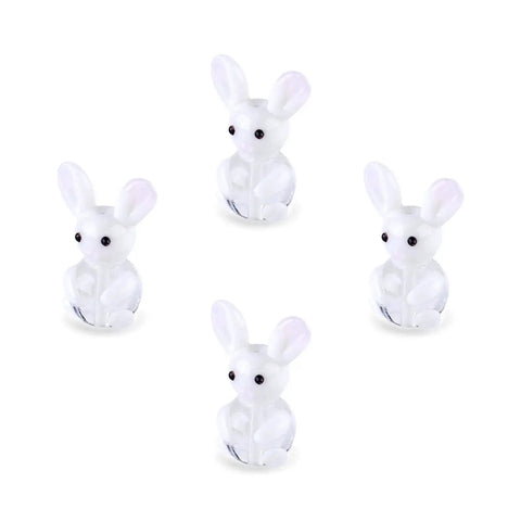 Rabbit Lampwork Glass Beads 10 Pcs Cute Bunny Spacer Beads for DIY jewelry making supplies, 25-28mm, 18-20mm, 1mm hole