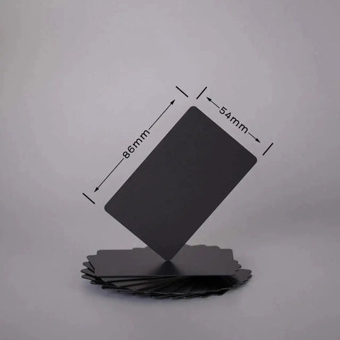Pro Grade Thick Black Anodized Aluminum Business Cards 86x54mm 0.8mm Thick Set Of 15 With Frosted Protector Sleeves