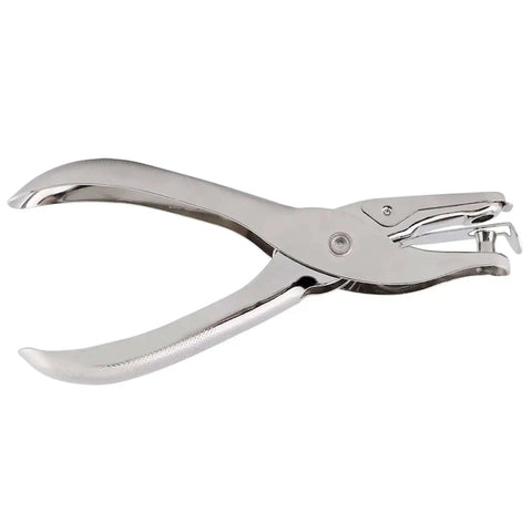 Silver One-Hand Lever Action Paper Punch 6mm Circle Cutter for Crafts and Scrapbooking, lightweight, easy-use tool for home and office.