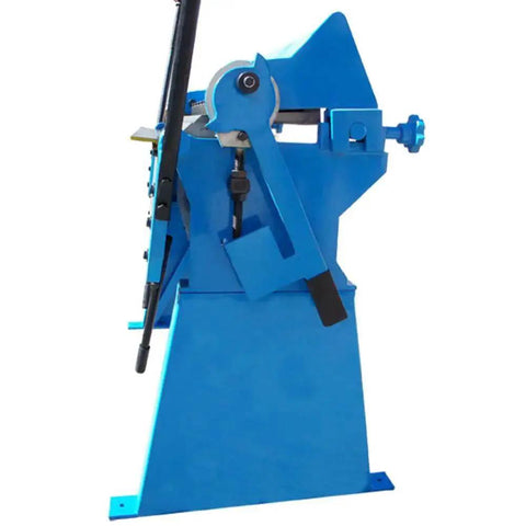 Side view of Pan And Box Brake Bender Workhorse for 3 to 48 inches 12 gauge steel with removable legs and tabletop mount