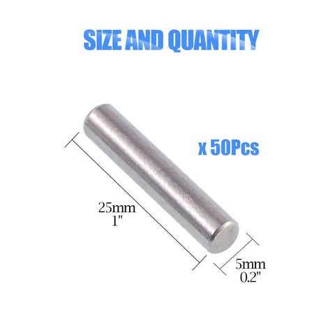 50-Piece 5x25mm Dowel Pins Stainless Steel Shelf Support Pegs For Cabinets And Furniture Built Tough With 304 Stainless Rust Resistant