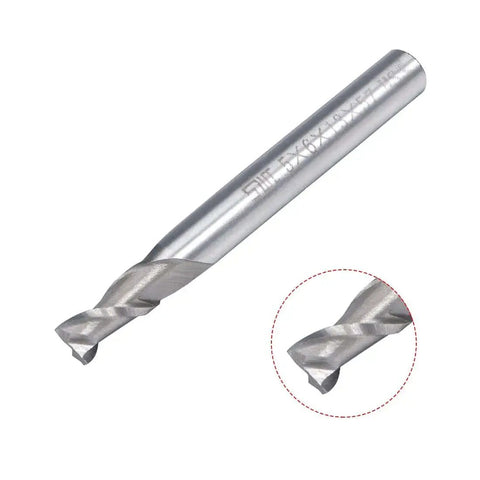 3 Pack 6mm Shank 5mm By 13mm Straight Flat Nose End Mill Cutter CNC Router Bits 2 Flute Set For Side Milling End Milling Finish Machining Heavy Duty For Carbon Steel Aluminum Die Cast Iron Titanium