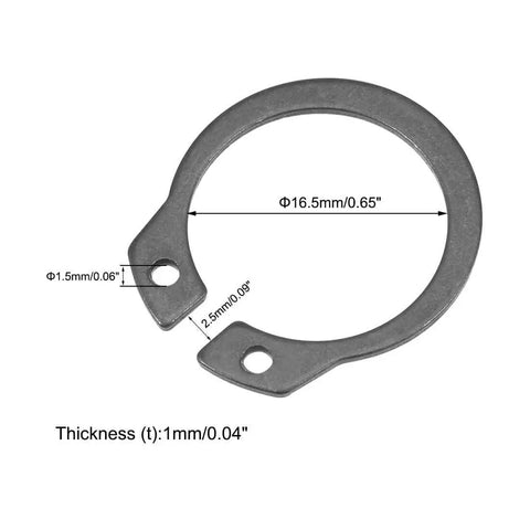 20mm External C-Clip Retaining Ring Set Of 100 For Shafts, 65Mn Steel, Heavy Duty Snap Rings, 1mm Thick, Outer 20mm Inner 16.5mm, Easy Install