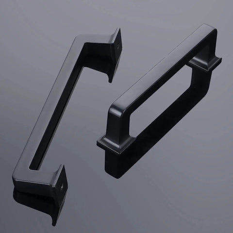 Matte Black Cabinet Pulls 5 Inch 128mm Set Of 10 Durable Alloy Kitchen Hardware with Smooth Finish, two cabinet handles displayed