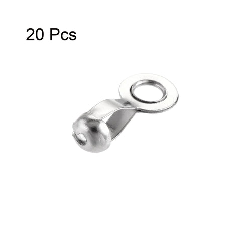 Ball Chain Connector Crimp Link In Stainless Steel For 3mm And 3.2mm Ball Chains, 15x7mm, shown individually, corrosion resistant