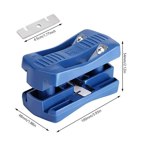 Woodworking Trimmer Double Cutter Set with blue plastic body and white steel blade, dimensions 100mm x 48mm x 54mm