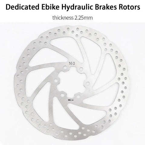 Meteorolite MT200 e-bike hydraulic brake rotor, 160mm, silver steel, front view.