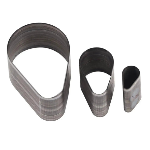 Alt Tag: 3 Piece Leather Craft Cutting Tool Set with hollow steel punches for heart shape drop shape and pentagram cutting molds, front view