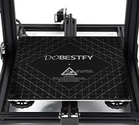 Cuttable 3D Printer Heat Bed Build Surface With Premium Adhesive, 4 Pack, installed on FDM printer, featuring grid lines.