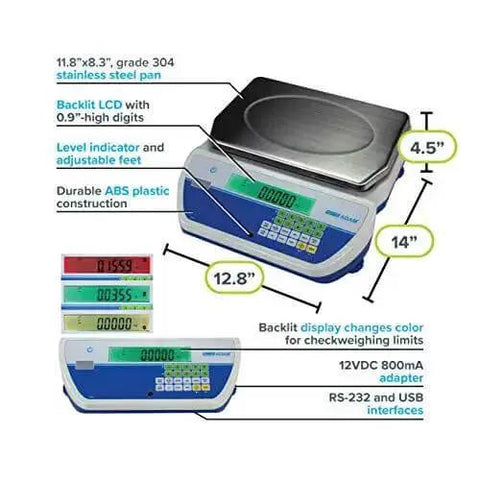 Cruiser CKT Bench Checkweighing Scale 70lb 32kg Capacity With Readability 0.002lb 1g Pro Grade Lab Scale, dimensions and features