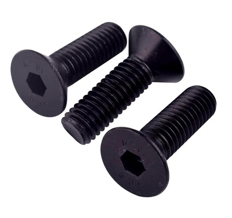 Heavy Duty Three Eighths Inch By Sixteen Thread Socket Cap Flat Head Countersunk Screws Set Of Ten In Alloy Steel Grade Ten Point Nine With Black Oxide Finish And Allen Hex Drive Full Coarse UNC Threads For Cars Motors Machinery And DIY Projects