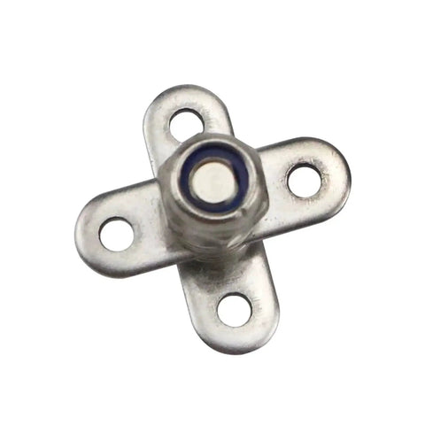 Square stainless steel damping torque hinge with four mounting holes and center bearing