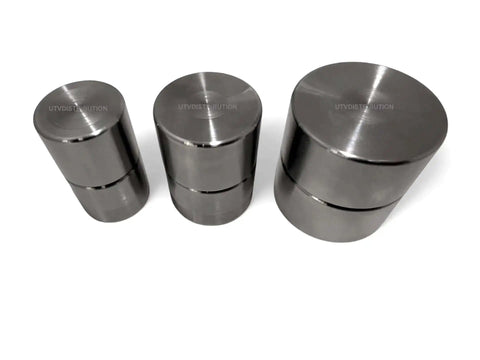 Three metal dimple dies from Complete Ten Piece Dimple Die Set For Hydraulic Press Use Includes One Half To Three Inch Dies And Dzus