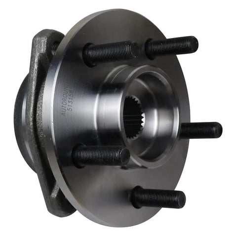 Front view of Two Pack Front Wheel Hub And Bearing Assembly Compatible With Jeep Wrangler 1999 2006 Cherokee 1999 2001 TJ 2000 2006 Five Lug Non ABS Front Axle Replacement Kit