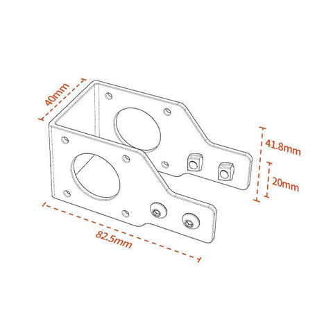 Technical drawing of Y Axis Nema 17 42 Stepper Motor Mount For 3D Printer Aluminum Bracket Fits 2040 4040 Euro Standard V Slot Profiles Kit C.