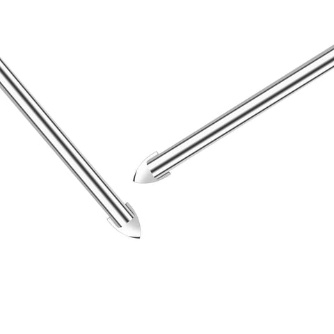 Close-up of All-In-One Multi Material Glass Drill Bits Set With 6mm Carbide Tip And 1/4 Inch Round Shank, 10-Piece Kit By Amonk
