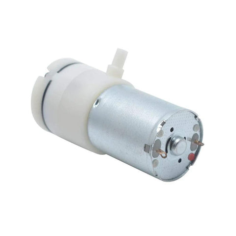 Eilumduo DC 6V mini air pump with white plastic housing and metal body for aquarium oxygen and treatment instruments.