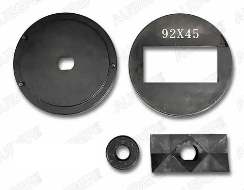 Hydraulic Knockout Punch And Die Set For 1/8 DIN (45x92mm) With 16mm Draw Stud And UNF 3/4-16 Threads, die components close-up