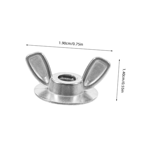 Stainless steel wing nut from 20 Pcs Stainless Steel Quick Release Shutter Fasteners with measurements shown.